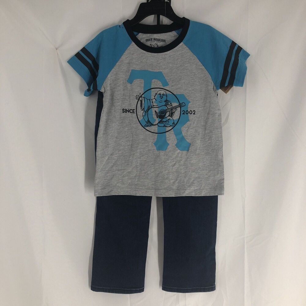 TRUE RELIGION Boys Size 4 Two-Piece Outfit Short Sleeve Graphic T-Shirt+Jeans